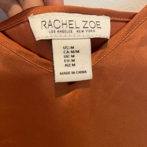 Rachel Zoe Copper Orange Satin Top Size Medium - Picture 3 of 4
